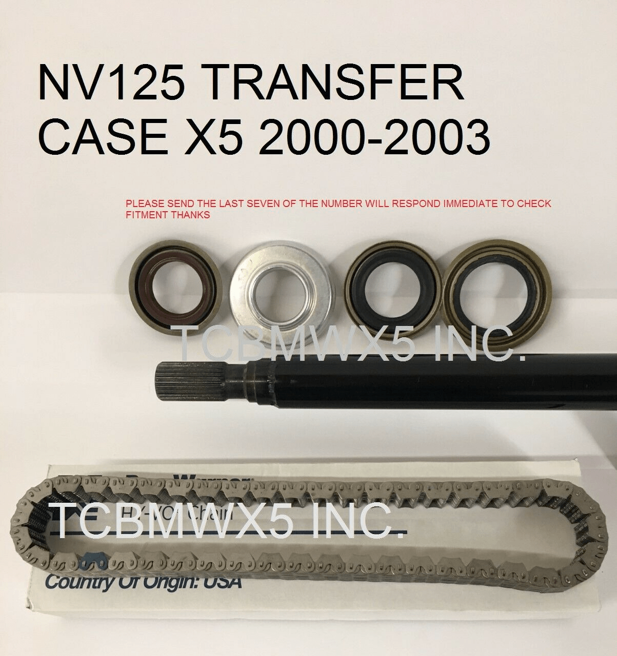 Bmw x5 front drive shaft, 00-03 1" inch longer seal kit dust cover and OEM chain